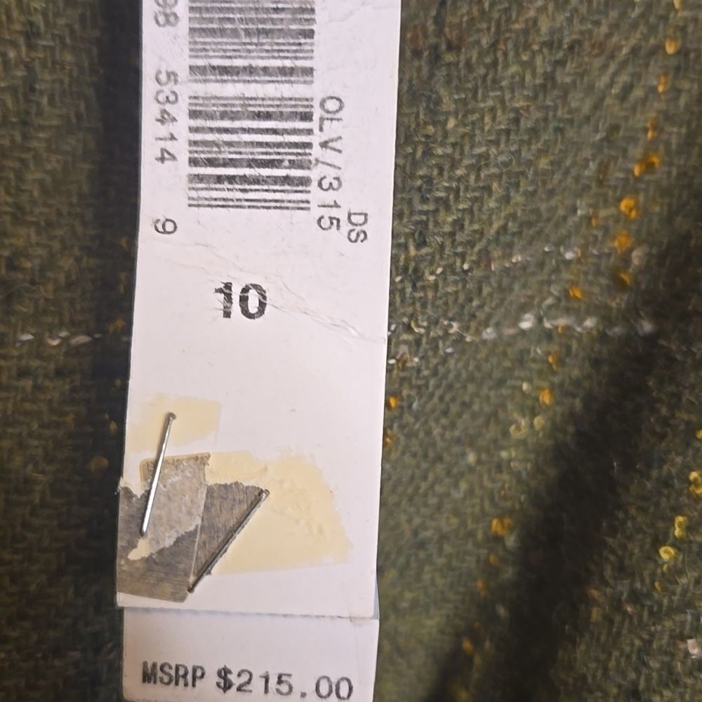 Laundry-Wool blend olive green sleeveless plaid straight dress Size 10. NWT. - Picture 5 of 11